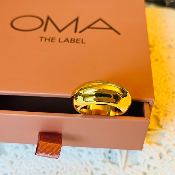 18K Gold Plated Dome Ring Size 6 Oma The Label The Haddy Ring - Picture 5 of 12